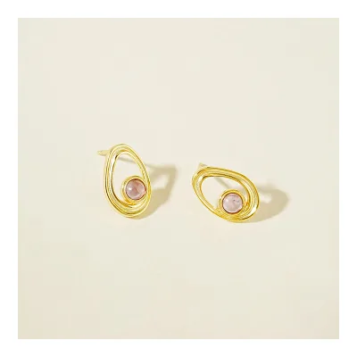 Fast Delivery on Luxury Lady S925 Sterling Silver 18K Gold All-In-One Amethyst Stud Earrings New Design Personality for Women