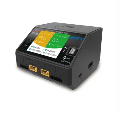 HOTA D6 Pro Smart Charger Dual Channel AC200W DC650W 15A for iPhone and RC FPV with Lipo/Nicd/NiMH/NiZn Battery PC Material