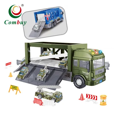 Inertia Set Light Music Container Transport Car Carrier Truck Toy