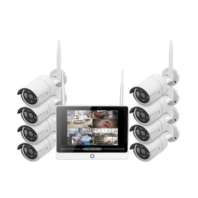 Tuya WIFI NVR Kit 4CH 8CH Wireless NVR Camera CCTV Security System with 12inch Monitor Tuya CCTV NVR Camera Kit