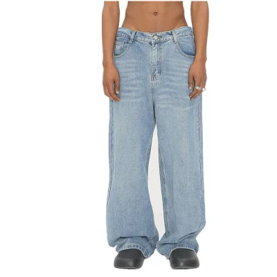 High Quality Hip Hop Y2K Eco-Friendly Breathable Knitted Casual Straight Fit Mens Denim Jeans Autumn Summer