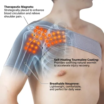 Good Quality Heating Magnetic Fitness Men's Shoulder & Back Support Adjustable Brace Breathable Quick Dry Plus Size