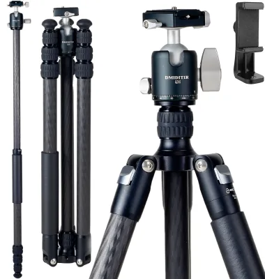 Professional Carbon Fiber Tripod for Digital Camera Waterproof/Shockproof Portable Heavy Duty 530mm Folded Length-DM294C+Q36