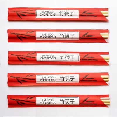JIAHUI Premium Bulk Restaurant Takeaway Supplies Customized Brand Logo Wrapped Paper Case Disposable Bamboo Chopsticks