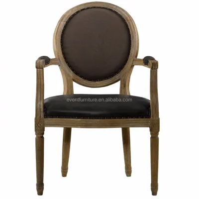 wooden round back louis armrest chair French Louis style solid chair dinning louis chair