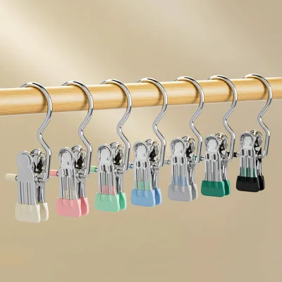 Stainless Steel Hanging Clothes Clip Multifunctional Hook Clips for Pants Socks Laundry Home Storage Organizer