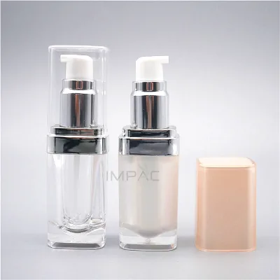 Elegant double wall foundation makeup liquid bottle with clear cap