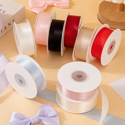 Wholesale Glossy Vertical Striped Grosgrain Ribbon Satin Strip Webbing Tape DIY Craft Material for Making Bows & Gift Decoration