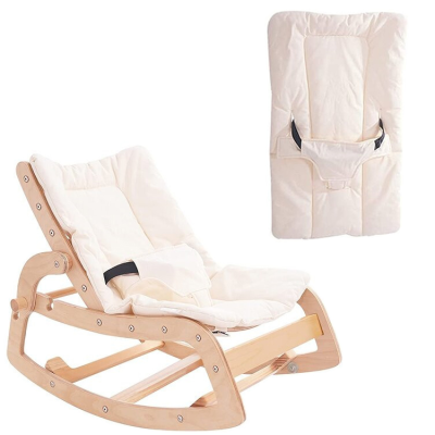 Adjustable Wooden Rocker Chair Recliner Durable and Eco-Friendly with Safety Buckle for Kids