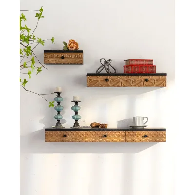 Vintage Wall Shelves Home Decor Solid Wood Cafe Shelf With Wooden Brackets Farmhouse Wall Mounted Shelves