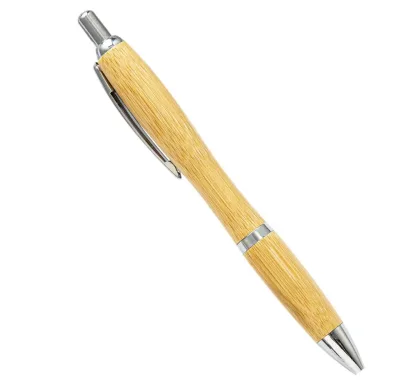 Customized Logo Eco-Friendly Bamboo Retractable Ballpoint Pen Popular Natural Wood Novelty Promotional Pen