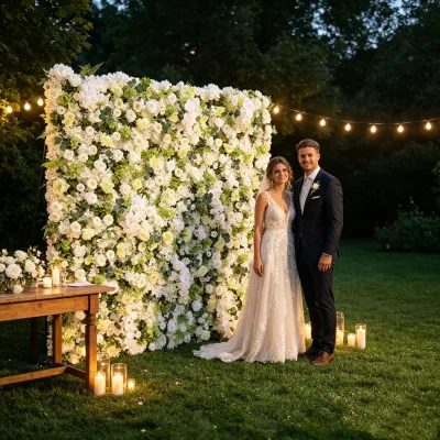 Luxury Wedding Banquet & Party Backdrop Decor for Corporate Buyers Vivid Petals Dense Bloom Silk Artificial Flower Wall