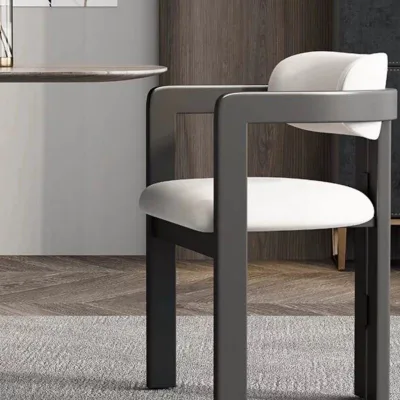 High Density Sponge Kitchen Dining Chair Black Solid Frame White for Restaurants Hotels Apartments Factory Wholesale