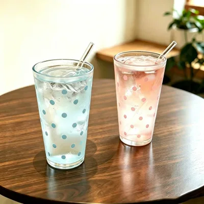 New Ins Style Polka Dot Glass Cup With Straw Home Use Coffee Cold Drink Mug Premium Gift Cup