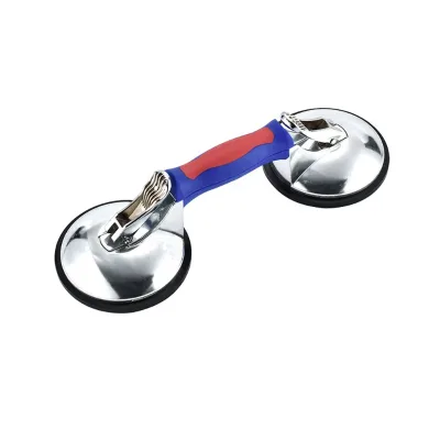 QIAOBA Industrial Two-Head Aluminum Alloy & Rubber Suction Cup Lifter Kit (Red/Black) Model 31117 for Rough Tiles and Glass