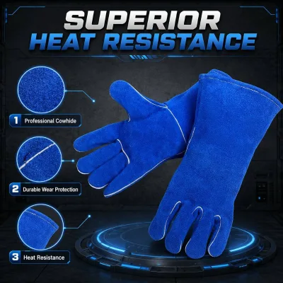 Professional Unisex Unlined Protective Welding Gloves Heavy Duty Abrasion Resistant Cow Split Leather Anti Chemical Weld Gloves
