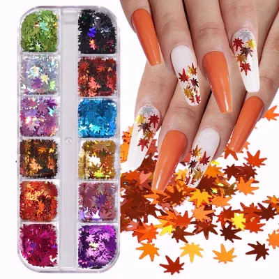 3D Nails Art Christmas Autumn Valentine's Holographics Heart Nail Glitter Color Shiny Butterfly Maple Nail Sequins Charms