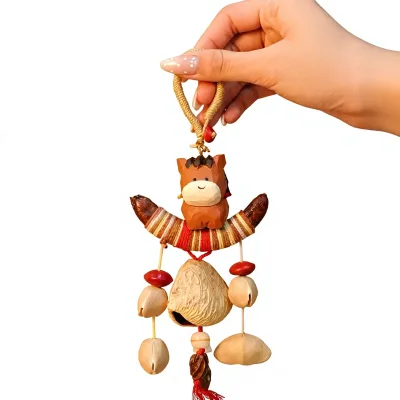 Yunyu 2026 Year Horse Shell-Style Pastoral Countryside Hanging Bell Handcrafted Healing Wind Chime New Year Decoration Bag Charm