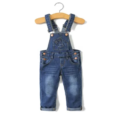 High Quality Children Clothing Unisex Full Length Denim Overalls Straight Leg Baby Boys' Jumpsuit for Kids
