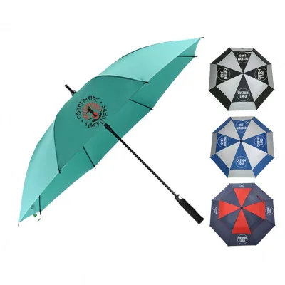 Personal Suppliers Manufacturer Auto-Open Black UV Custom 60 Inch Straight Golf Umbrella for Business Use