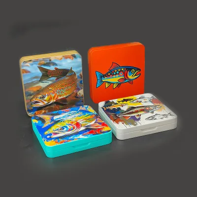 100*100*18mm 60g Double Sided Lining Metal Tackle Box Lures Wet & Dry Flies Storage Tackle Organizer for Anglers and Outdoor