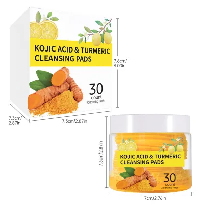 Kojic Acid Turmeric Ric Brightens Energizes Skin Improve Overall Texture Enhance Skin's Natural Glow Moisturizing Cleansing Pads