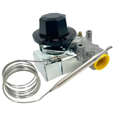 100-340 C Gas Control Thermostat Valve with Knob for Commercial Oven with 3/8" Inlet and Outlet 1 Year Warranty