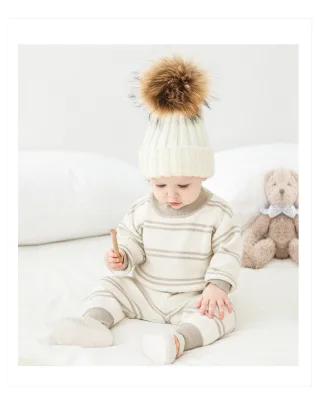 New Born Baby Sweater Striped Top with Trousers Knitted Sweater 100% Cotton Boys Girls Spring Autumn Clothing Set Wholesale