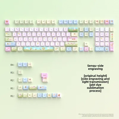 Stock Wholesale Senqu 125-Key Original Factory Side-engraved Light-transmitting Keycaps Mini Full Set PBT Material Keycaps