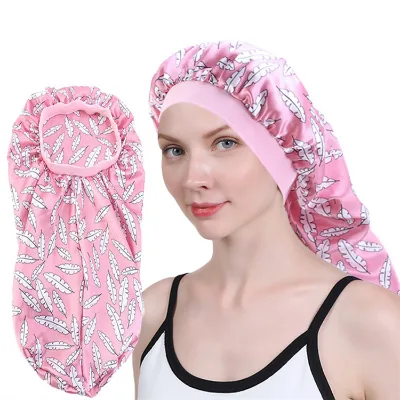 High Elastic Long Hair Satin Bonnet Sleeping Cap Night Cap Hair Care Silk Long Bonnet for Women