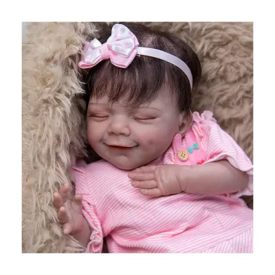 Smiling Face Fiber Hair 20 Inch 50 cm Reborn Baby Dolls New Special Design Cloth Body Reborn Bebe Toys for Children's Day Gifts