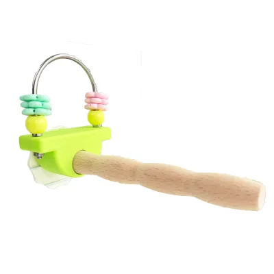 Parrot Bird Toy Wooden & Plastic Stand with Tiger Skin Design Peony Shape Chewing Toy for Relaxation
