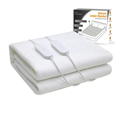 220V Electric Blanket for Lower Bed Dual Controllers Adjustable Temperature Timer Function Winter Household Polyester