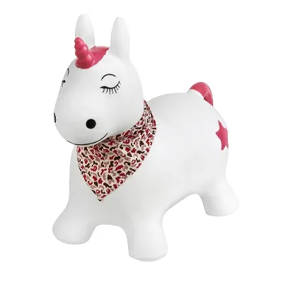 Luna Unicorn Bouncing Jumping Horse Hopper Toy with Scarf
