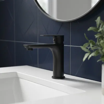 Classic Style Mounted Square Design Hot and Cold Water Taps Wash Basin Faucet Bathroom Tap Stainless Steel Faucets