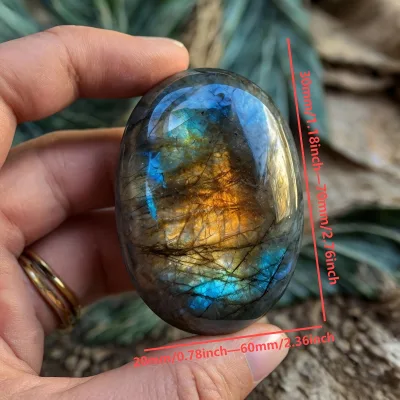 Wholesale Natural Labradorite Palm Stone with Strong Flash Blue Light Golden Flash Stone Craft for Perfect Gift