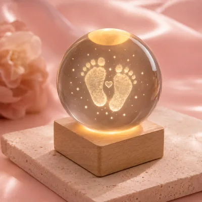 Premium 3D Crystal Ball Wholesale Baby Photo Customized Picture Laser Engraved LED Night Lamp for Family Memory Gift Decor