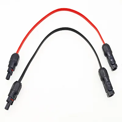 Solar Panel Cable 0.3M Flat MC4 Connector 1000V 30A IP67 Waterproof Red Black Adapter Cable for Photovoltaic System Wholesale
