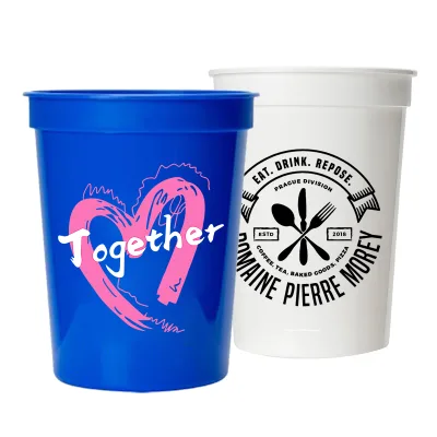 2024 Custom Recyclable 16oz Plastic Lid Straw square Sports Stadium Cup Custom Plastic Stadium Cup
