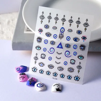 Low Price Wholesale Blue Evil Magic Eye Designers Nail Art Stickers Self-adhesive Manicure Decals
