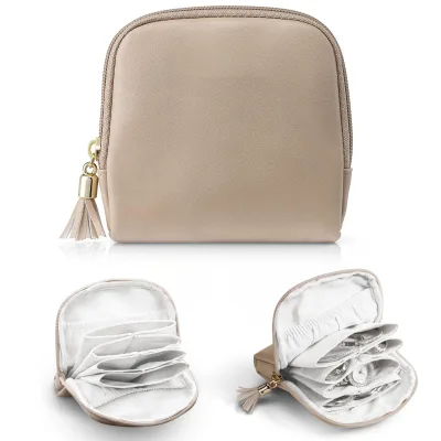 Portable Mini Makeup Bag Multi Function Jewelry Storage Pouch Cosmetic Clutch Coin Purse For Daily Carry
