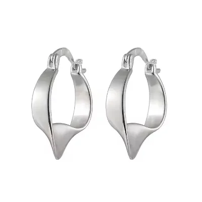 Fashion Jewelry Silver Plated Brass Silver Twist Hoop Earrings Fine Jewelry