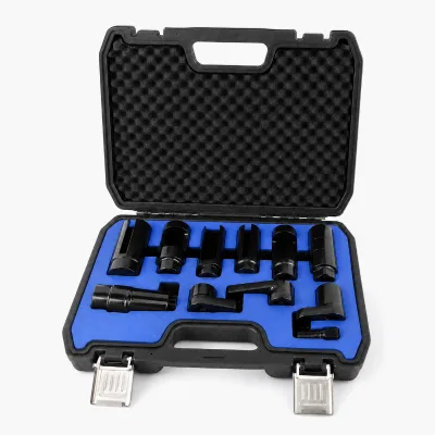 11PC Oxygen Sensor Socket Set O2 Lambda Sensor Removal Tool M18x1.5 Thread Chaser 3/8 1/2 Drive Exhaust Repair Kit
