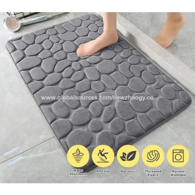 Embossed Pebble Bath Mat Super Water Absorbent Soft Memory Foam Bath Mat Non-Slip Bathroom Shower Bath Rug