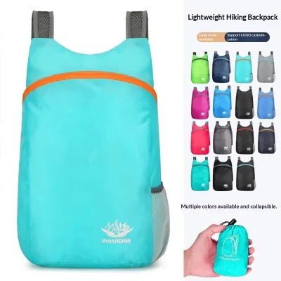 New Hot Sale Outdoor Folding Backpack Waterproof Polyester Ultra-light Portable Travel Bag Scenery Pattern Schoolbag
