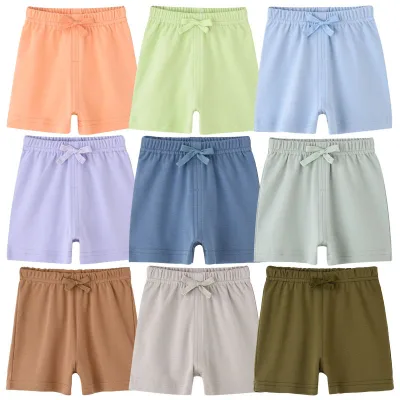 Summer Organic Cotton Toddler Unisex Short Pants Solid Breathable Kids Baby Boys Girls Shorts Elastic Waist Cute Children Shorts