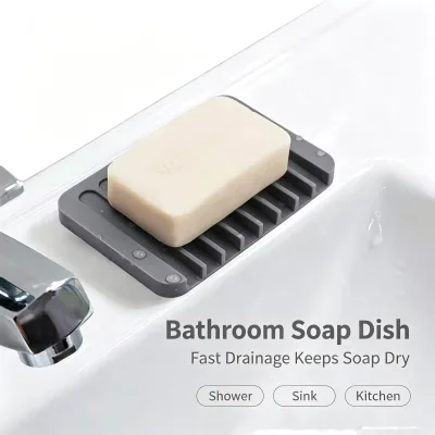 Customized Non slip Silicone Quick Dry bar Soap Tray Self Draining for Bathroom Shower Kitchen Countertop