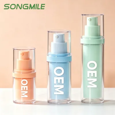 Songmile 0.25cc 15ml 50ml 1oz 0.5oz PETG Airless Pump Bottle 30ml Vacuum Pump Bottle for Skincare Cream Custom Logo Available