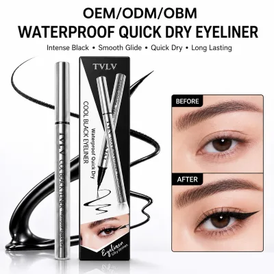 TVLV OEM ODM OBM Factory Direct Wholesale Intense Black Smooth Glide Quick Dry Waterproof Precision Felt Tip Liquid Eyeliner Pen