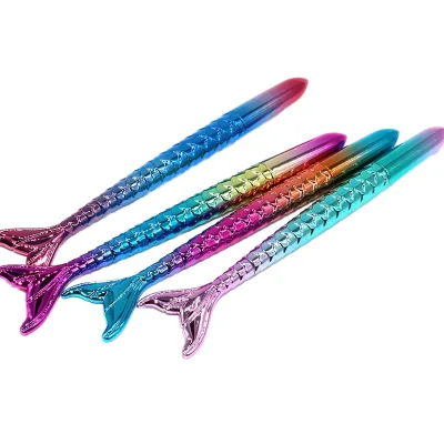 Colorful Shiny Fish Tail Office Stationery Gift Pen Rainbow Color Body Cartoon Mermaid Tail 0.7mm Plastic Gel Ink Pen for Kids